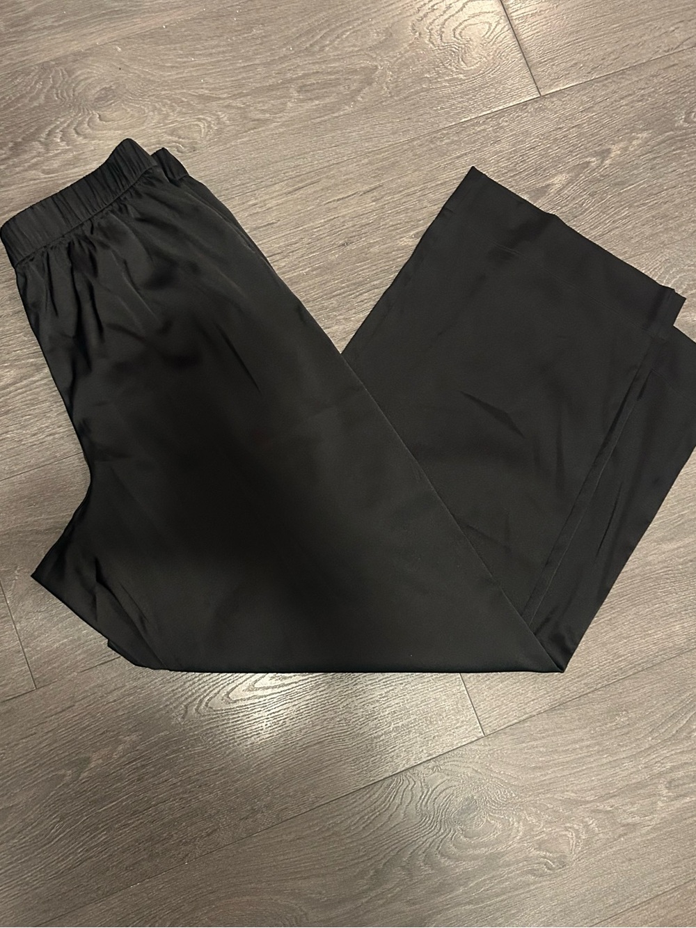 Satin Wide-Leg Elastic-Waist Pants
